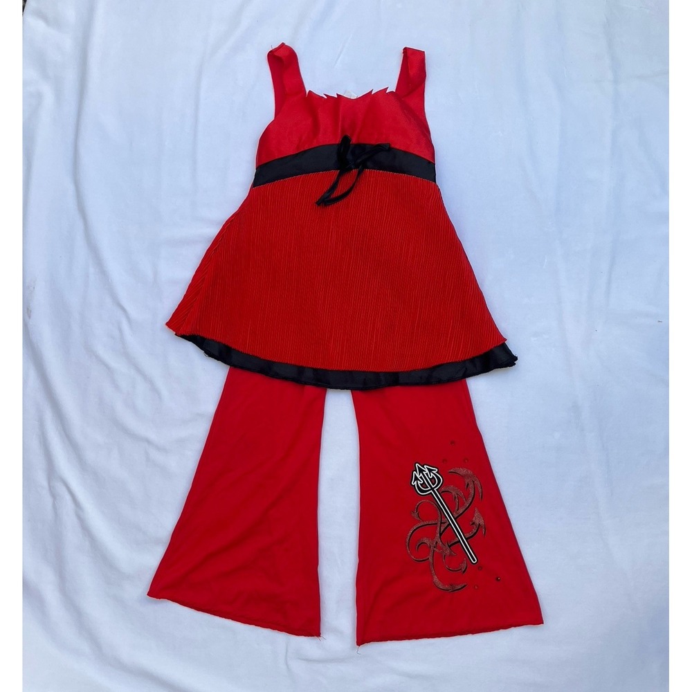Y2K Girl's Devil Diva Costume Halloween Small 4-6 Flare Pants Pleated Babydoll